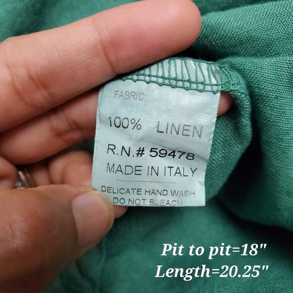 Bellambia Sleeveless Green Linen Top Size S Minimalist Coastal Resort Chic - Picture 5 of 5